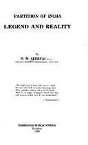 Cover of: Partition of India by H. M. Seervai