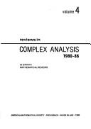 Cover of: Reviews in complex analysis, 1980-86.