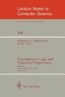 Cover of: Foundations of Logic and Functional Programming Workshop: Trento, Italy, December 15-19, 1986 : proceedings