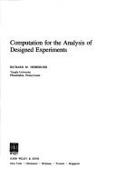 Cover of: Computation for the analysis of designed experiments