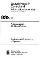 Cover of: Analysis and optimization of systems