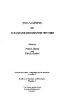 Cover of: The Contexts of Aleksandr Sergeevich Pushkin by edited by Peter I. Barta and Ulrich Goebel.