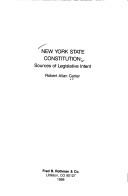 Cover of: New York State Constitution: sources of legislative intent