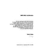 Cover of: MIPS R2000 RISC architecture