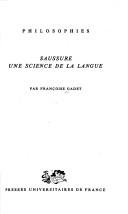 Cover of: Saussure, une science de la langue