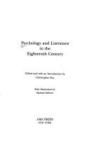 Psychology and literature in the eighteenth century by Fox