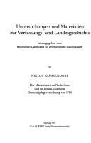 Cover of: Der Münzschatz von Niederhone und die hessen-kasselsche Denkmalpflegeverordnung von 1780