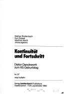 Cover of: Kontinuität und Fortschritt: Dieter Danckwortt zum 60. Geburtstag