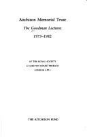 Cover of: Goodman lectures, 1973-1982 | 