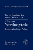 Cover of: Allgemeines Verwaltungsrecht