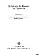 Cover of: Beckett und die Literatur der Gegenwart: herausgegeben von Martin Brunkhorst, Gerd Rohmann, Konrad Schoell.