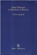 Cover of: Index verborum in Moschum et Bionem = by edited by Malcolm Campbell.