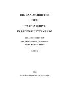 Cover of: Handschriften der Sammlung J1 im Hauptstaatsarchiv Stuttgart