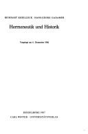 Cover of: Hermeneutik und Historik: vorgelegt am 6. Dezember 1986