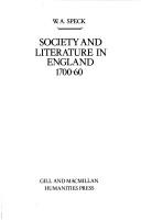 Cover of: Society and literature in England, 1700-60