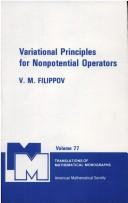 Cover of: Variational principles for nonpotential operators | Filippov, V. M.