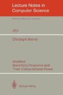 Cover of: Modified branching programs and their computational power by Christoph Meinel