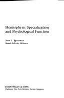 Cover of: Hemispheric specialization and psychological function by John L. Bradshaw, John L. Bradshaw