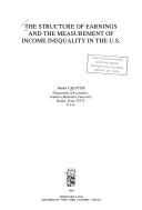 Cover of: The structure of earnings and the measurement of income inequality in the U.S.