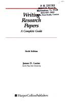 Cover of: Writing research papers by James D. Lester, James D. Lester