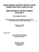 Cover of: High energy density physics with subpicosecond laser pulses: summaries of papers presented at the High Energy Density Physics with Subpicosecond Laser Pulses Topical Meeting, September 11-13, 1989, Snowbird, Utah