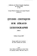 Etudes critiques sur Féraud lexicographe by COLLECTIF