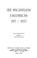 Cover of: Les magistrats dauphinois, 1815-1870 by M. J. Couailhac