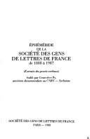 Ephéméride de la Société des gens de lettres de France de 1888 à 1987 by Société des gens de lettres (France)