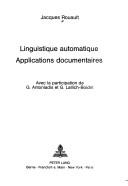 Cover of: Linguistique automatique: applications documentaires