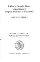 Cover of: Studies in oracular verses: concordance to Delphic responses in hexameter