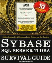 Cover of: Sybase SQL Server 11 DBA survival guide
