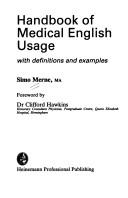 Cover of: Handbook of medical English usage, with definitions and examples