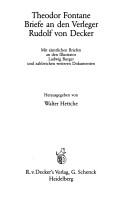 Briefe an den Verleger Rudolf von Decker by Theodor Fontane