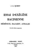 Cover of: Essai d'exégèse racinienne: Bérénice, Bajazet, Athalie