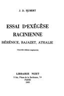 Cover of: Essai d'exégese racinienne: Bérénice, Bajazet, Athalie.