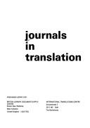Cover of: Journals in translation.