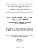 Cover of: O dvestagodišnjici Jakoba Grima: zbornik radova sa naučnog skupa održanog od 12. do 14. novembra 1985
