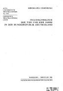 Cover of: Frauenliteratur der 70er und 80er Jahre in der Bundesrepublik Deutschland