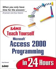 Cover of: Sams Teach Yourself Microsoft Access 2000 Programming in 24 Hours