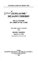 Cover of: De la nature du corps et de l'âme by William of Saint-Thierry, Abbot of Saint-Thierry