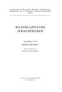 Kildinlappische Sprachproben by Erkki Itkonen, Juhani Lehtiranta