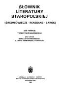 Cover of: apokryfy Słownik literatury staropolskiej: średniowiecze, renesans, barok