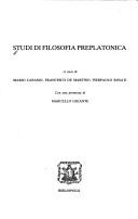 Cover of: Studi di filosofia preplatonica