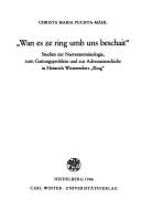 Cover of: Wan es ze ring umb uns beschait by Christa Maria Puchta-Mähl, Christa Maria Puchta-Mähl