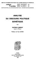Cover of: Analyse du discours politique soviétique