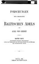 Forschungen zur Geschichte des baltischen Adels by Axel von Gernet