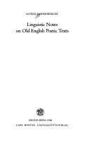 Cover of: Linguistic notes on old English poetic texts