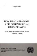 Cover of: Don Isaac Abrabanel y su comentario al Libro de Amos by Isaac Abravanel