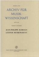 Cover of: Jean-Philippe Rameaus letzter Musiktraktat by Herbert Schneider