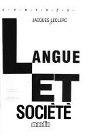 Cover of: Langue et société